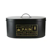 BOITE A PAIN METAL NOIR ET DORE 34,5 x 20 x 18 cm