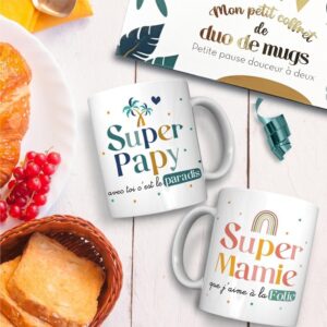 COFFRET DUO MUGS SUPER PAPY/MAMIE