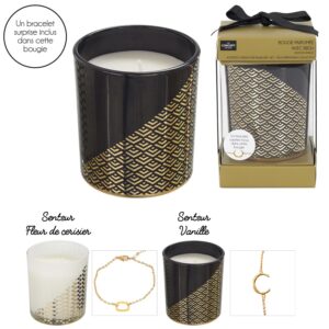 BOUGIE PARFUMEE MOTIF DORE + BIJOU SURPRISE