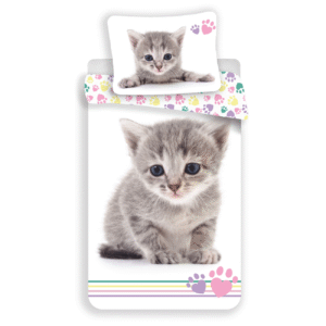 Parure de lit Chaton Gris Coton