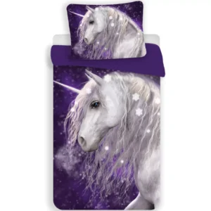 Licorne Purple - Parure de lit - Housse de Couette Coton 140 x 200 cm