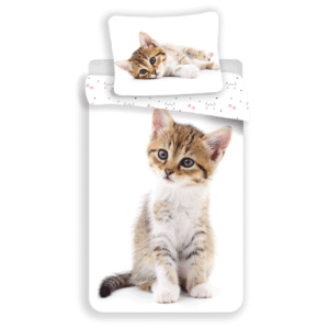 Housse couette chaton blanc Tigré 140x200cm